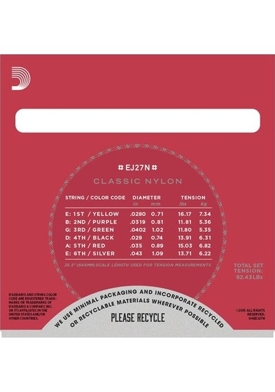 D'addario Ej27N Klasik Gitar Tel Seti 4/4 . Sılverplated Wound