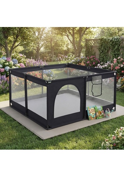 Missidea Bebek Ve Çocuk Siyah Oyun Parkı Güvenli Oyun Alanı 120x120 Cm
