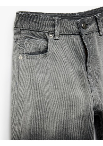 Koton Pamuklu Cepli Wide Leg Jean Pantolon Gri 6wkg40033ad Gri