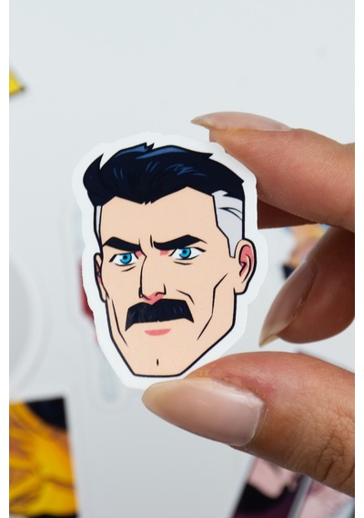 Invincible Temalı Sticker Paketi 20 Parça Yapışkanlı Kaliteli Su Geçirmez Etiket Seti Çok Renkli