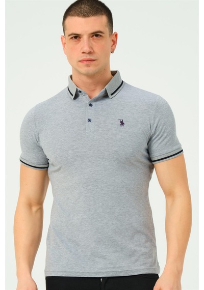 T8586 Dewberry Erkek Polo Yaka T-shırt-gri-2