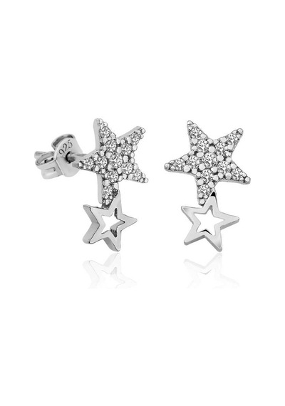 Gümüş Yıldız Kayması Küpe 14 MM Gümüş
