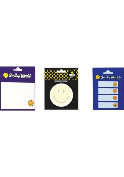 Smiley World Desenli Yapışkanlı Not Kağıtları 3 Farklı Model