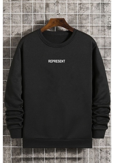 Unisex Represent Bisiklet Yaka Sweatshirt Siyah
