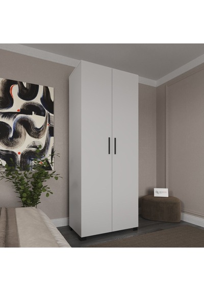 Noe 2 Kapaklı Gardrop, Askılı Ve Raflı, 200 Cm