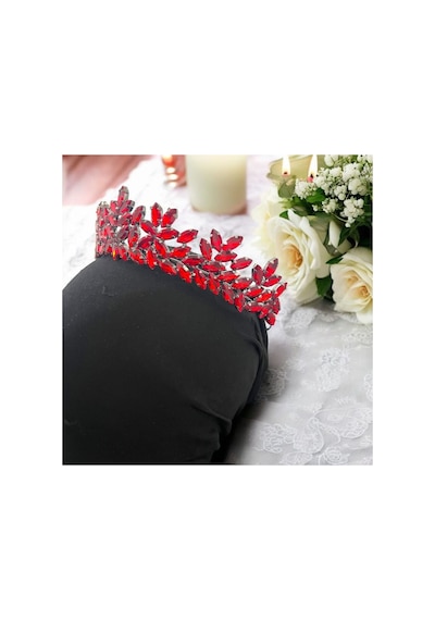Kristal Taşlı Zarif Gelin,kına,nişan,söz,after,bride,party Taç Kırmızı - 707821550 Kırmızı