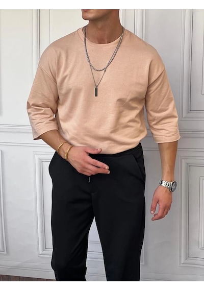 Modefendi İki İplik Fakir Kol Oversize Tshirt Giri
