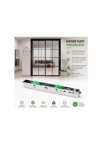 Sürgülü Kapı Çelik Çift Rulmanlı Tekerlek Sessiz Kayar Dayanıklı Paslanmaz 4 Adet Set