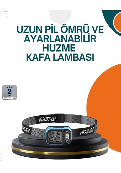 Mey İthalat Type C Şarjlı Led Kafa Lambası Güç Göstergeli 53 Modlu Çok Renkli