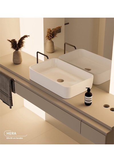 Turkuaz Seramik Cerastyle Hera Tezgah Üstü Lavabo 60 x 38 CM