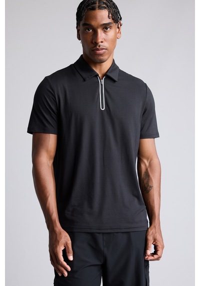 Defacto Ultra Yumuşak Esnek Kumaş Standart Fit Kısa Kollu Yarım Fermuarlı Fermuarlı Basic Polo Tişört H8156ax26aubk81 Siyah-bk81