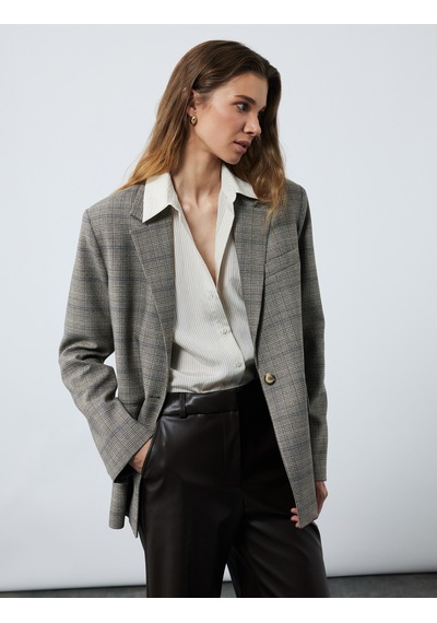 Koton Kruvaze Cepli Uzun Kollu Ekose Oversize Blazer Ceket Kahverengi Ekose 6wak50015pw Kahverengi Ekoseli Koton Kruvaze Cepli Uzun Kollu Ekose Oversize Blazer Ceket Kahverengi Ekose 6wak50015pw Kahverengi Ekoseli