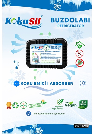 Kokusil Buzdolabı Koku Giderici Ve Koku Emici Doğal Aktif Karbon Siyah