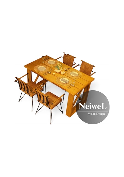 Neiwel Garden Dian Doğal Ahşap Bahçe Yemek Masası-70-100 Açık Ceviz