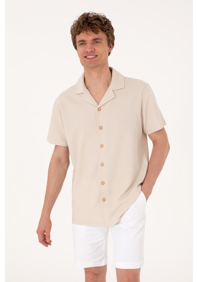 U.S. Polo Assn. Erkek Taş Apaş Yaka Kısa Kollu Örme Gömlek 50306977-VR049