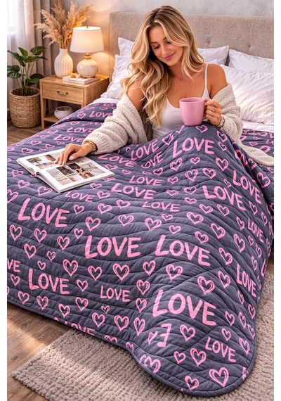 Laila Kapitone Pamuklu Çift Kişilik 200 X 230 Cm Çok Amaçlı Yatak Örtüsü / Pike Fuşya