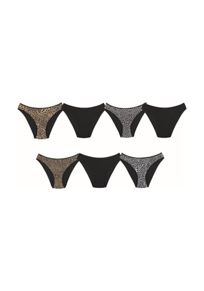 New Lilla 18001-6 Kadın 7'Li Leo In Love Bikini Külot Paketi Siyah