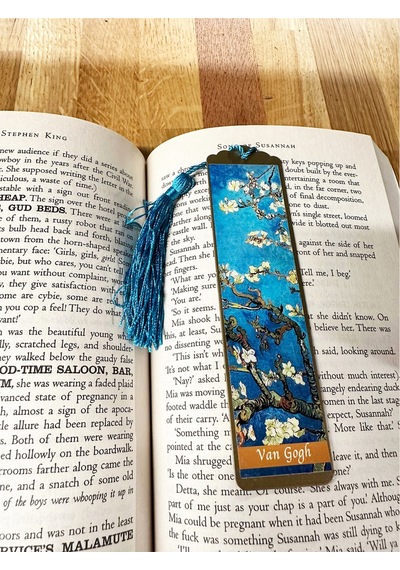 Sanatsal Tablo Temalı Metal Kitap Ayracı Van Gogh-badem Çiçekleri