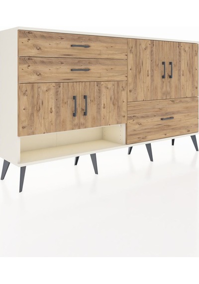 Arges Konsol 3 Raflı 3 Çekmeceli 4 Kapaklı 176x30x99 Aytaşı-çam Aytaşı-çam
