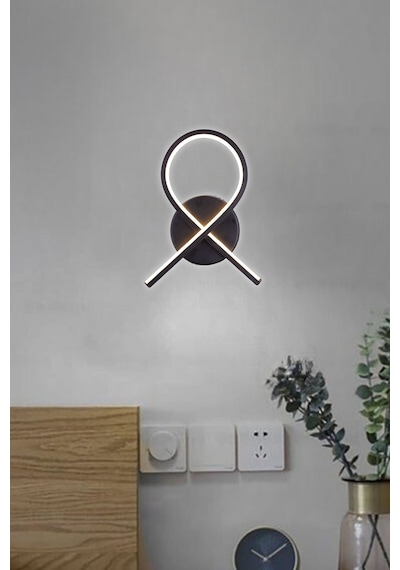 Loop Led Duvar Apliği 3 Renk Modern Siyah Loop Tasarım Dekoratif Aydınlatma