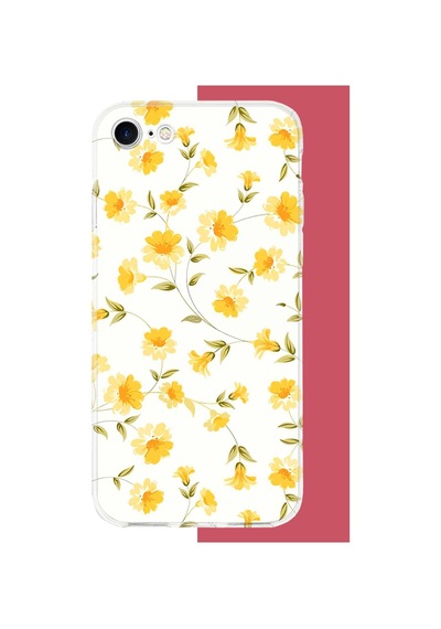 İphone 7-8-se 2020 Uyumlu Sarı Çiçek Pattern Uv Baskılı Silikon Kılıf Renkli