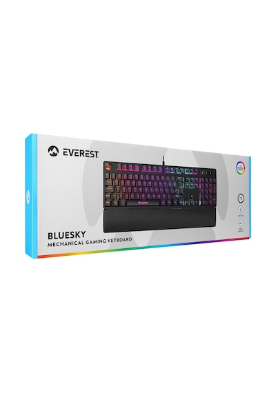 Everest KB-GX7 Bluesky Kırmızı Switch Kablolu Rainbow Deri Bilek Destekli Mekanik Oyuncu Klavye