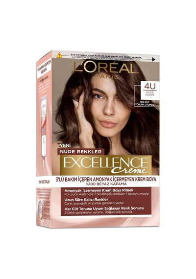 L Oréal Paris Excellence Creme Nude Renkler Saç Boyası 4u Nude Kahve - 2 Adet Tarı