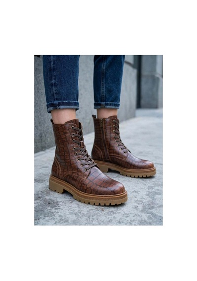 37brandshoes Timsah Derisi Bilekte Bot Kahverengi Kahverengi