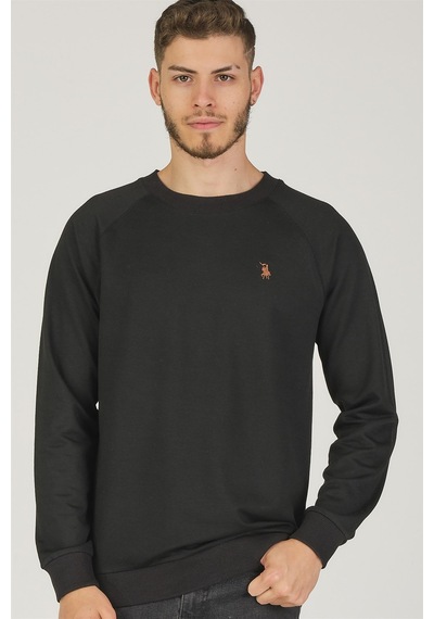 V4003 Dewberry Reglan Kol Erkek Sweatshırt-siyah Siyah