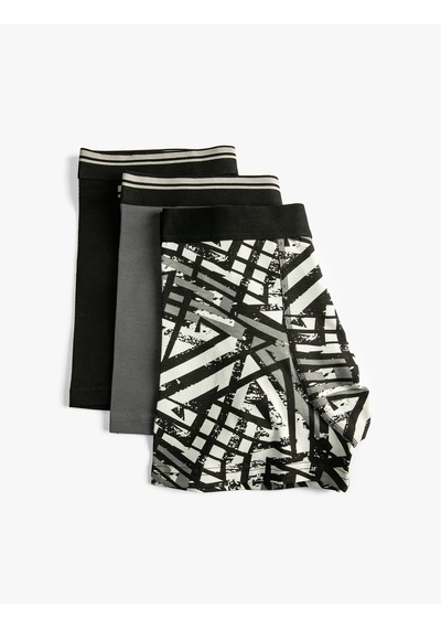 Koton 3'lü Boxer Seti Baskılı Beli Lastikli Pamuklu Gri Desenli 4wlm90019mk Gri Desenli