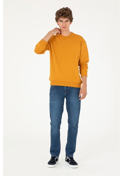 U.S. Polo Assn. Erkek Bisiklet Yaka Hardal Basic Şardonlu Sweatshirt 50295148-VR072