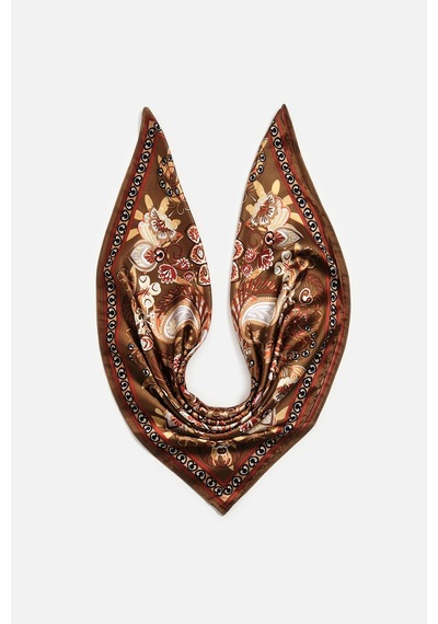 Akswsuar Desenli Fular 70 70 Kahve 93603591