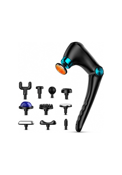 10 Başlıklı Katlanabilir Isıtmalı Masaj Aleti, Soğuk Jel Başlıklı 30w Şarjlı 9 Hız Ayarlı 45 C Isıtmalı 90 -135 -180 Açılı Boyun Sırt Bel Omuz Bacak İçin Taşınabilir Derin Doku Masaj Cihazı Seti