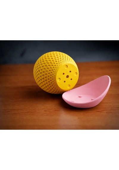 3d Baskı Küre Saksı - Kafes Dokulu İki Parçalı Dekoratif Saksı - Sarı-pembe