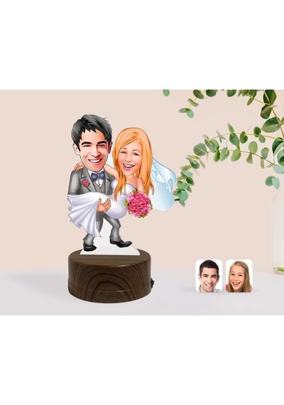 Kişiye Özel Evleniyoruz Karikatürlü Dekoratif 3D Biblo Led Işıklı (481495213)