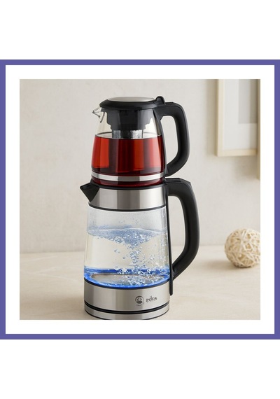 Bezos 2'si 1 Arada Elektrikli Çay Makinesi Ve Kettle 2l+1.2l Çelik Nıda
