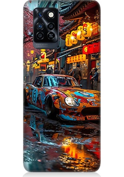 İnfinix Note 10 Pro Uyumlu Renkli Araba Desenli Silikon Kılıf