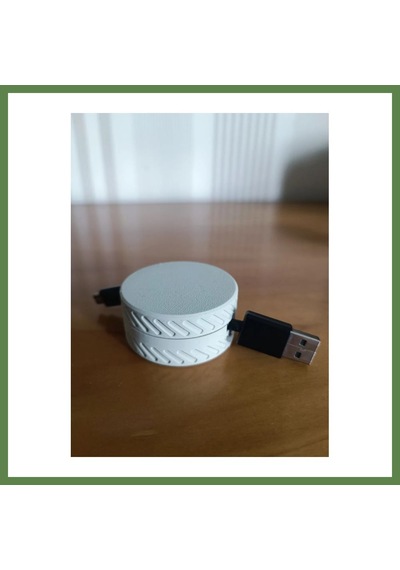 Bezos 3d Baskı Yuvarlak Kablo Düzenleyici Şarj Ve Usb Kablo Sarıcı Lastik Desenli Kablo Toplayıcı Gri Hb006