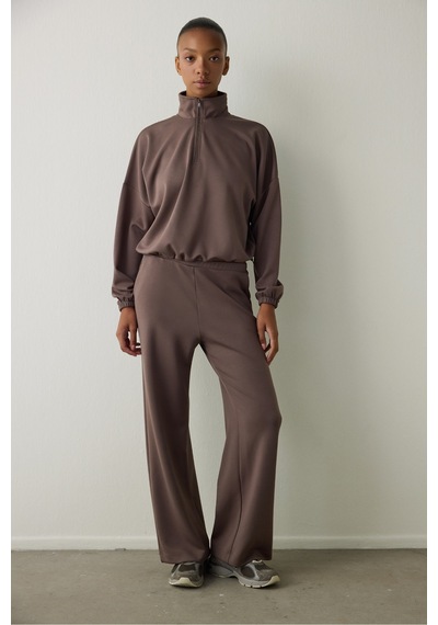 Penti Haki Silky Feel Dik Yaka Crop Sweatshirt