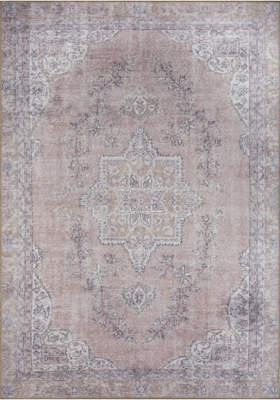 Artloop Dorian Eskitme Desenli Dokuma Taban Dekoratif Pembe / Pudra Halı Al 91 Bej