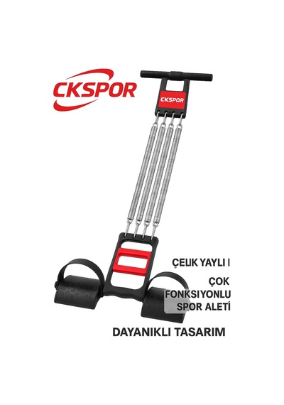 El Ayak Göğüs Yayı 5 Çelik Yaylı Çok Fonksiyonlu Fitness Ve Evde Spor Egzersiz Aleti