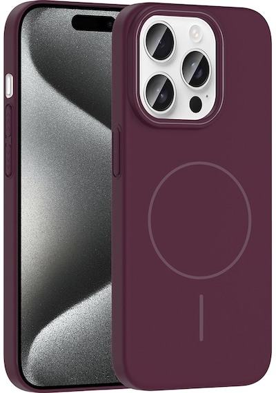 Apple Uyumlu iPhone 15 Pro Max Kılıf Magsafe Şarj Özellikli Zore Ruby Silikon Kapak - Mürdüm Şeffaf Şeffaf