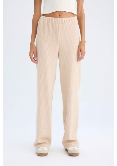 Defacto Fitilli Kaşkorse Pantolon Flayer Fit Beli Lastikli Düz Paça B2206AX24AUBG303 Bej