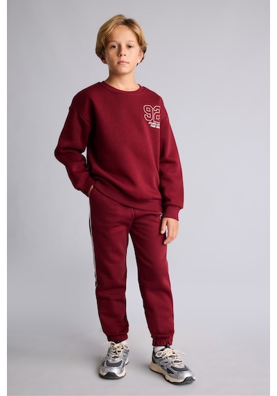 Defacto Jogger Fit Baskılı Beli Bağcıklı Kalın Eşofman Altı Erkek Çocuk I6086a826wnbr248 Bordo-br248