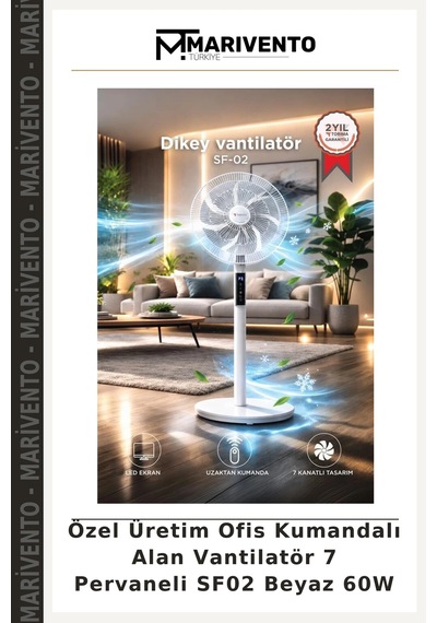 Özel Üretim Ofis Kumandalı Alan Vantilatör 7 Pervaneli Sf02 Beyaz 60w