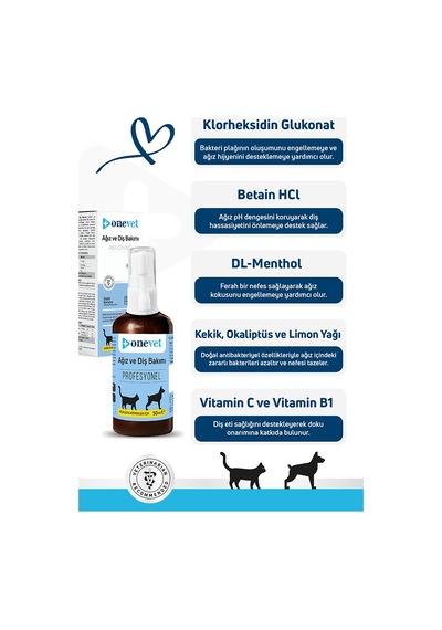 Onevet Kedi ve Köpekler İçin Ağız ve Diş Bakımı Destekleyici Damla 50 ml