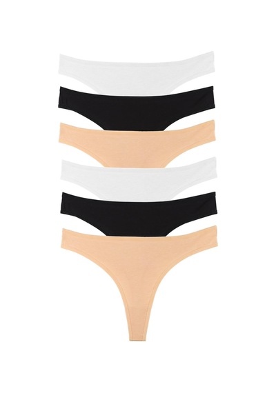 Sensu Kadın Brazilian Tanga 6'lı Paket Set - Kts1169 Karışık Çok Renkli