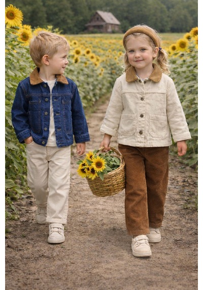 Baby Lory Kids Store Unisex Kadife Yaka Detaylı Ceket Lacivert