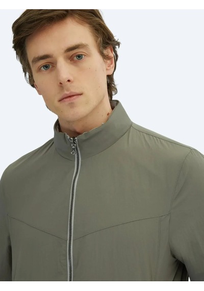 Kip Gri Regular Fit Gizli Kapüşon Casual Dokuma Çift Taraflı Mont Gri
