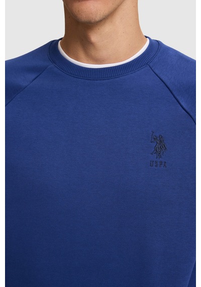 U.S. Polo Assn. Erkek İndigo Bisiklet Yaka Regular Fit Basic Sweatshirt 50329441-vr028 Indigo